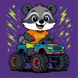 Картина по номерам Енот на машине, Идейка (25х25 см)