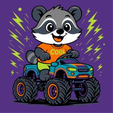 Картина по номерам Енот на машине, Идейка (25х25 см)