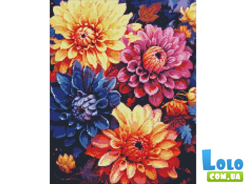 Алмазная мозаика Красочные георгины, Идейка (40х50 см)