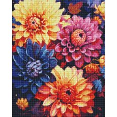 Алмазная мозаика Красочные георгины, Идейка (40х50 см)