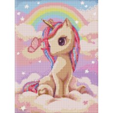Алмазная мозаика с AB стразами Любопытная единорожка, Идейка (30х40 см)