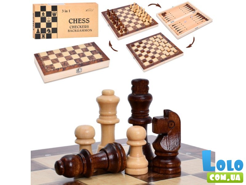 Шахматы деревянные 3в1 (шашки, нарды)