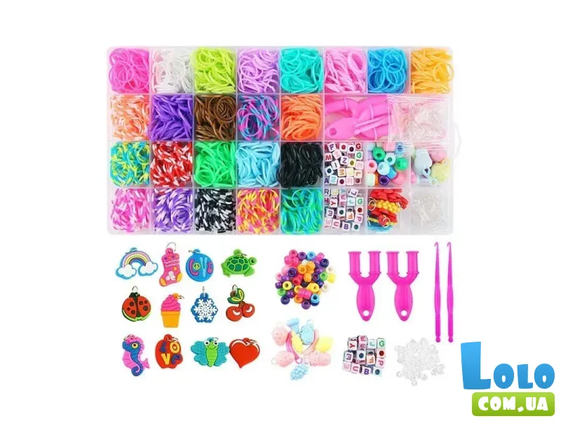 Набор резиночек для плетения с фурниторой и аксессуарами