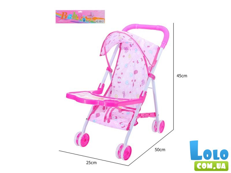 Коляска для куклы с козырьком и столиком
