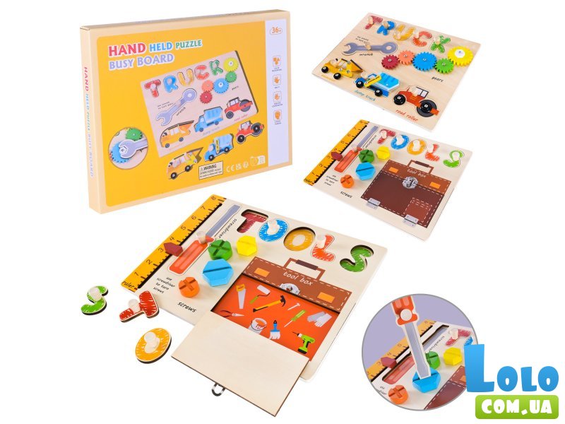 Деревянная развивающая бизи-доска