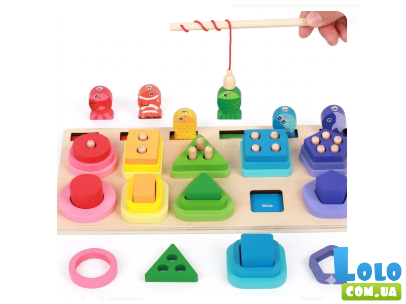 Деревянная логическая доска с магнитной рыбалкой и буквами английского алфавита