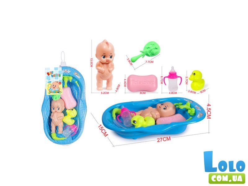 Пупс с ванночкой и аксессуарами (в ассортименте)