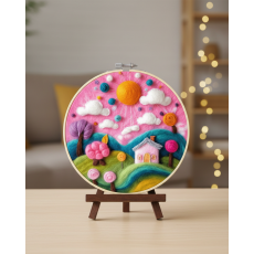 Набор для валяния картины из шерсти Мир розовых грез, Brushme (20 см)