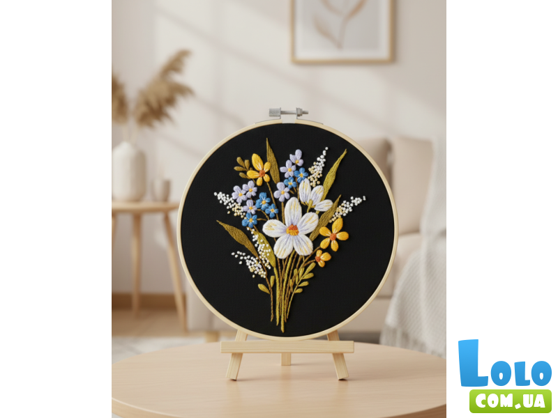 Набор для вышивки гладью Ночной букет, Brushme (20 см)