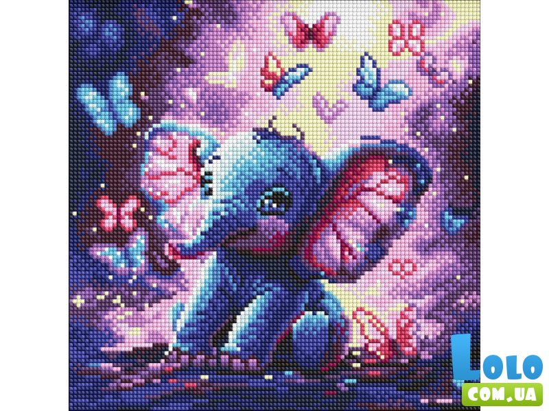 Алмазная мозаика Беззаботный слоник, Идейка (30х30 см)