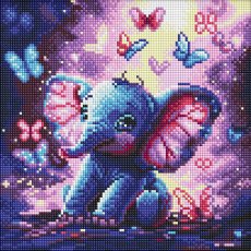 Алмазная мозаика Беззаботный слоник, Идейка (30х30 см)
