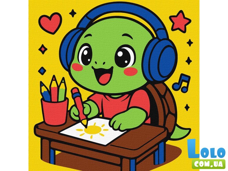Картина по номерам Черепашка рисует, Идейка (25х25 см)