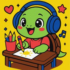 Картина по номерам Черепашка рисует, Идейка (25х25 см)