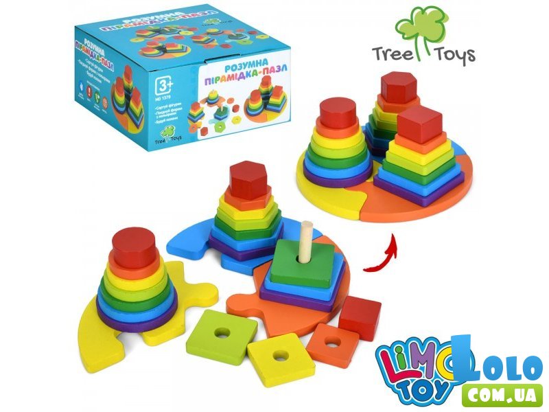 Деревянная игрушка Геометрика пирамидка, Limo Toy