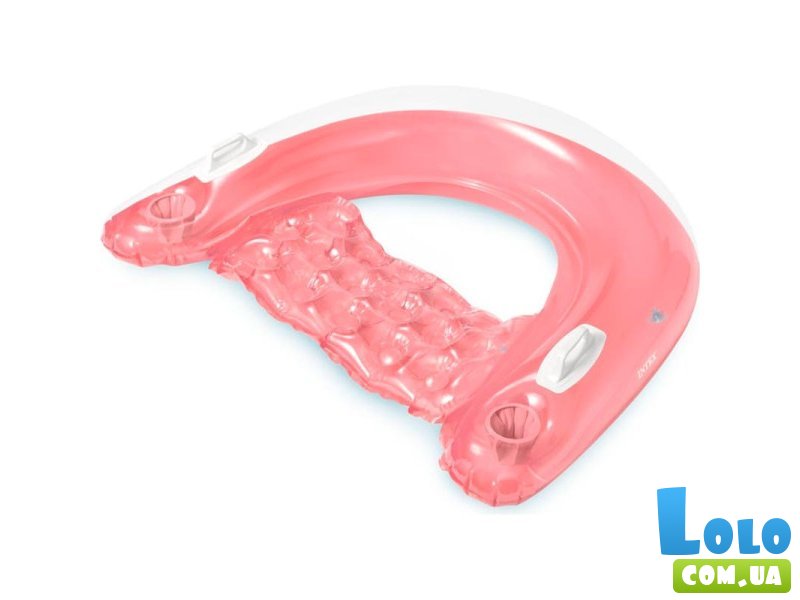 Кресло-шезлонг надувной с ручками и подстаканником, Intex (розовый)