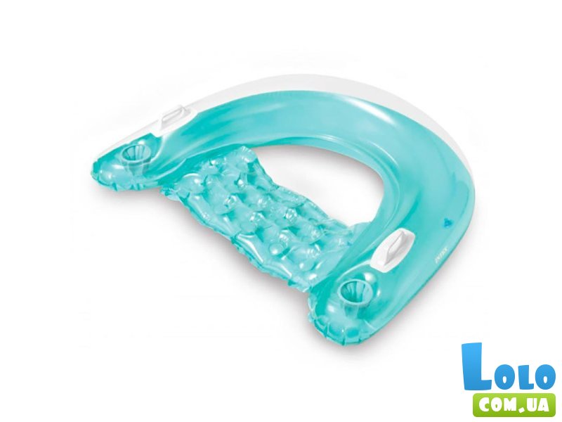 Кресло-шезлонг надувной с ручками и подстаканником, Intex (голубой)