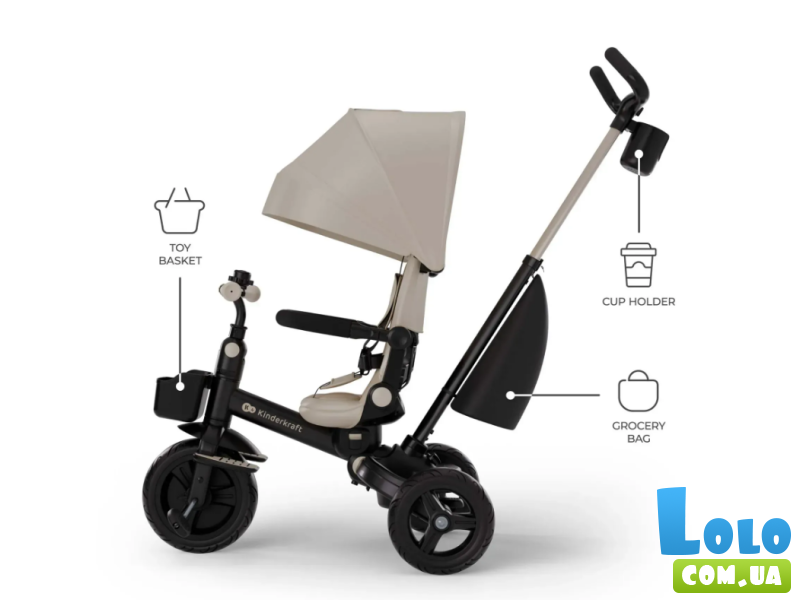 Трехколесный велосипед Aveo 2 Plus, Kinderkraft (Beige)