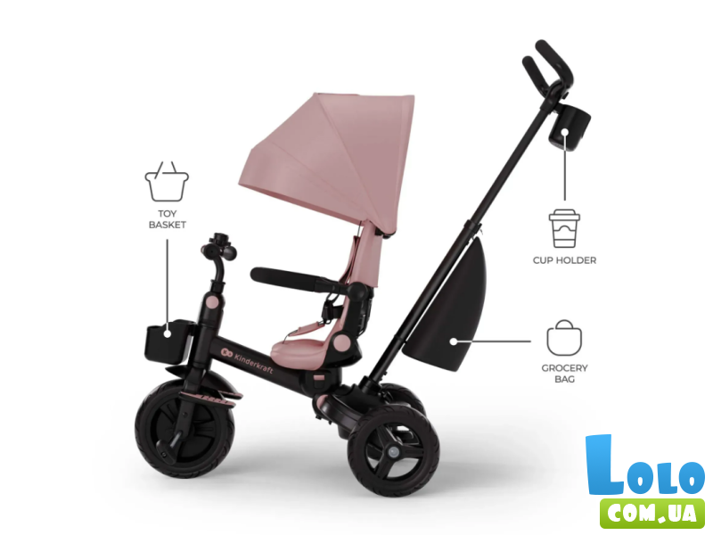 Трехколесный велосипед Aveo 2 Plus, Kinderkraft (Pink)