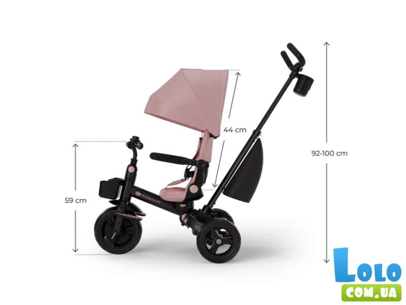 Трехколесный велосипед Aveo 2 Plus, Kinderkraft (Pink)