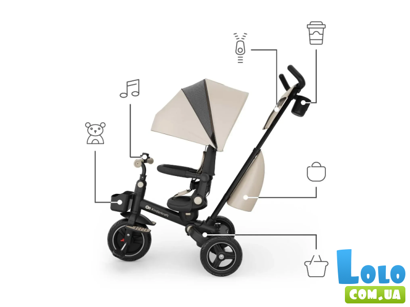 Трехколесный велосипед Spinstep 2 Plus, Kinderkraft (Beige)