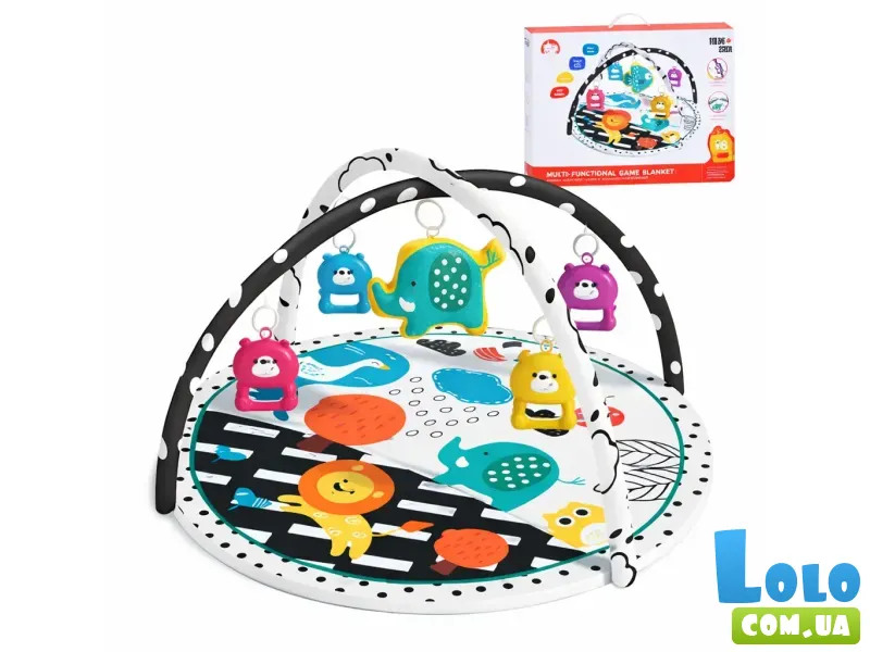 Развивающий коврик с погремушками на дуге
