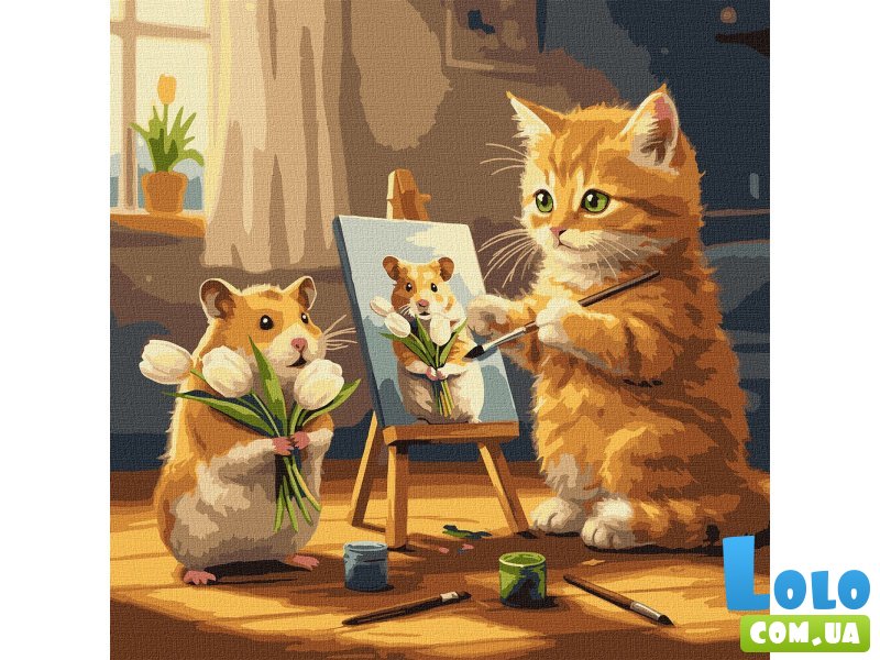 Картина по номерам Кот художникa, Идейка (40х40 см)