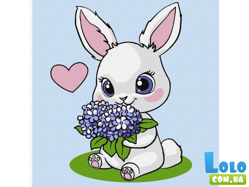 Картина по номерам Зайка с гортензиями, Идейка (25х25 см)