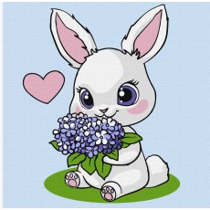 Картина по номерам Зайка с гортензиями, Идейка (25х25 см)