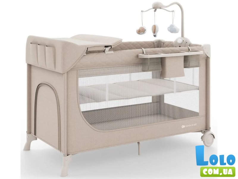 Кровать-манеж с пеленатором Leody Up, Kinderkraft (Beige)