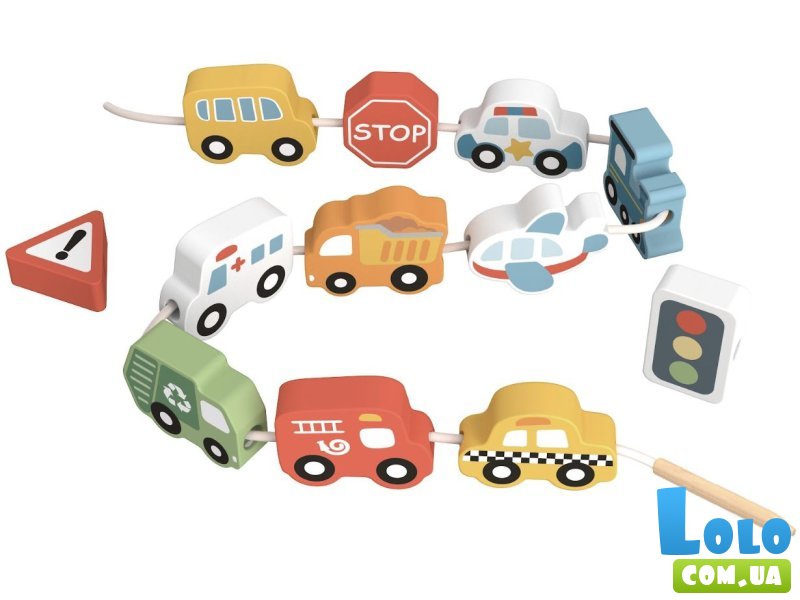Шнуровка деревянная Транспорт, Tooky Toy