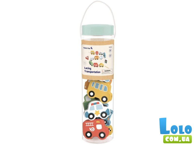 Шнуровка деревянная Транспорт, Tooky Toy