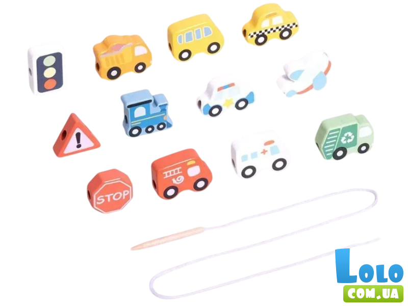 Шнуровка деревянная Транспорт, Tooky Toy