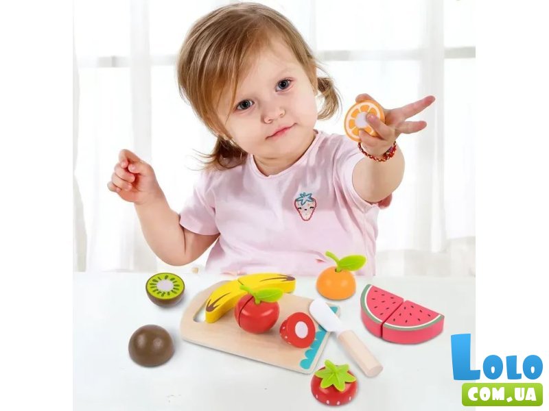 Набор фруктов на липучках деревянный, Tooky Toy (14 эл.)