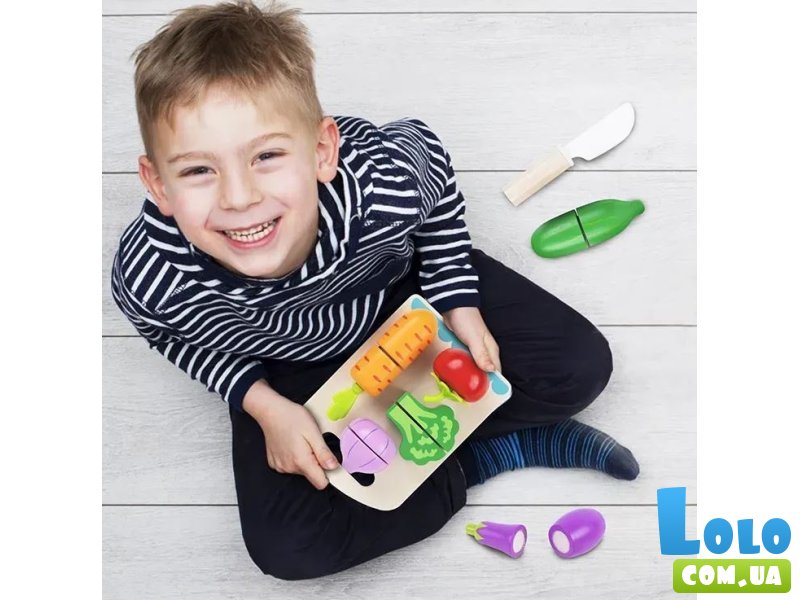 Набор овощей на липучках деревянный, Tooky Toy (14 эл.)