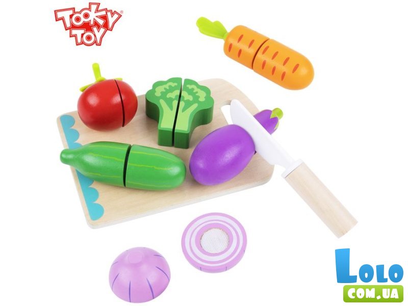 Набор овощей на липучках деревянный, Tooky Toy (14 эл.)