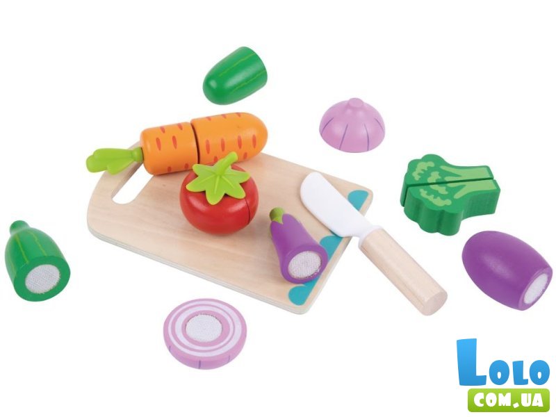 Набор овощей на липучках деревянный, Tooky Toy (14 эл.)