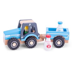 Трактор с деревянным прицепом, New Classic Toys