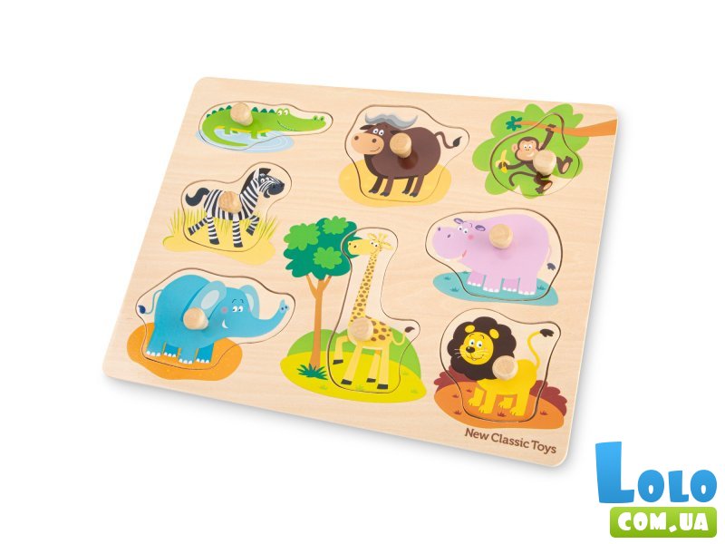 Деревянный пазл Сафари, New Classic Toys, 8 эл.