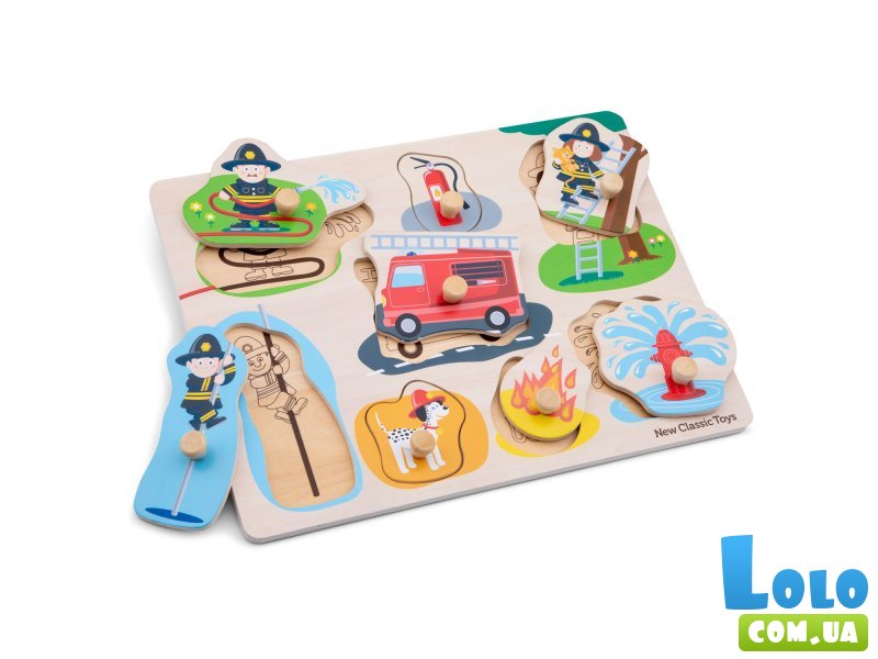Деревянный пазл Пожарная бригада, New Classic Toys, 8 эл.