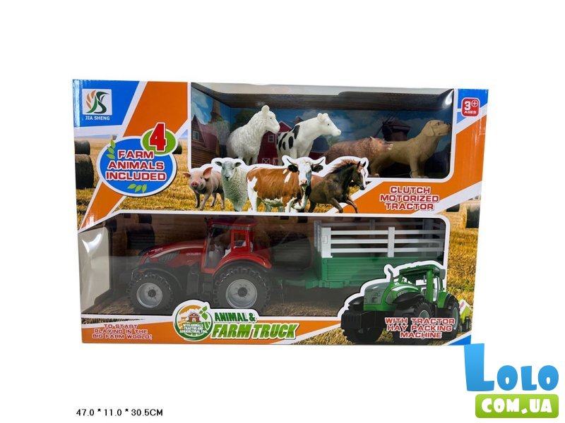 Трактор с прицепом и животными