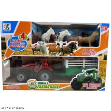 Трактор с прицепом и животными