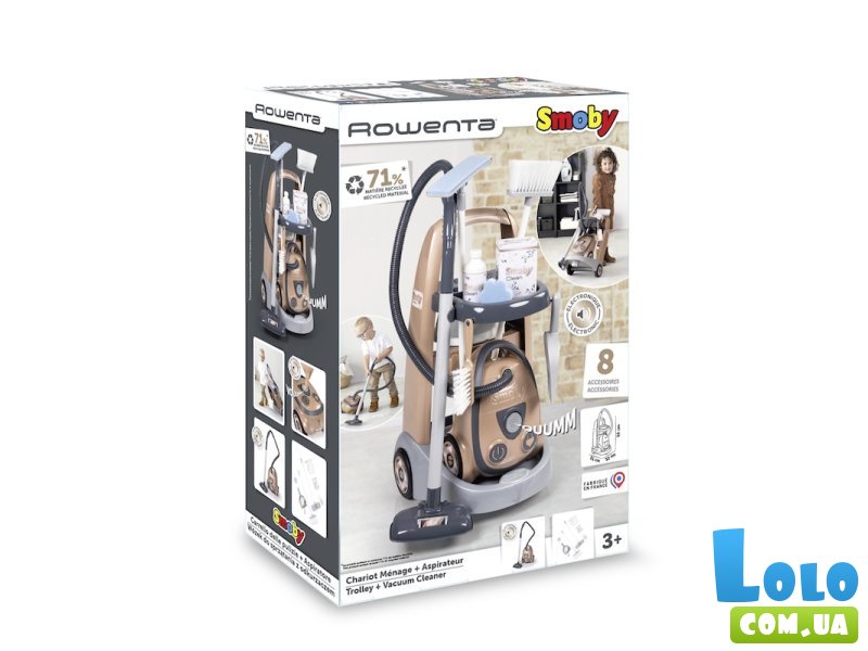 Игровой набор Тележка для уборки с пылесосом Ровента, Smoby