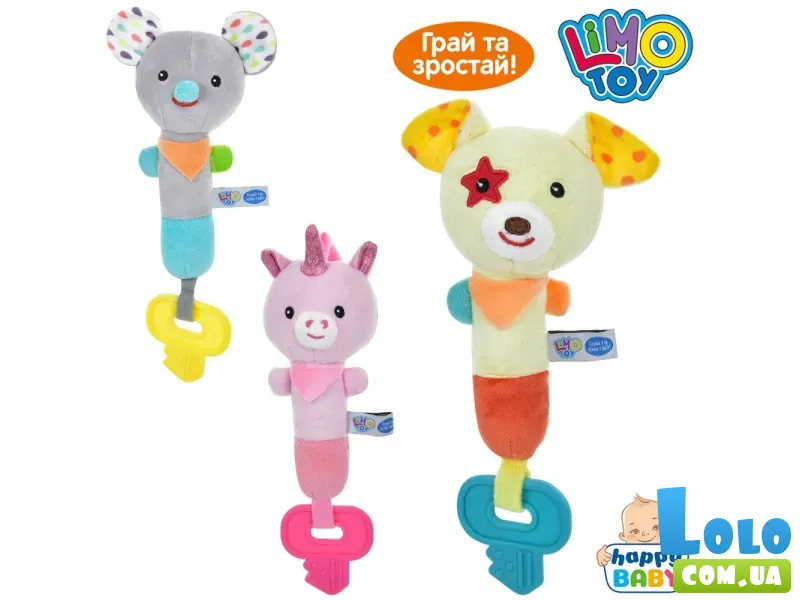 Погремушка мягкая Животные, Limo Toy (в ассортименте)