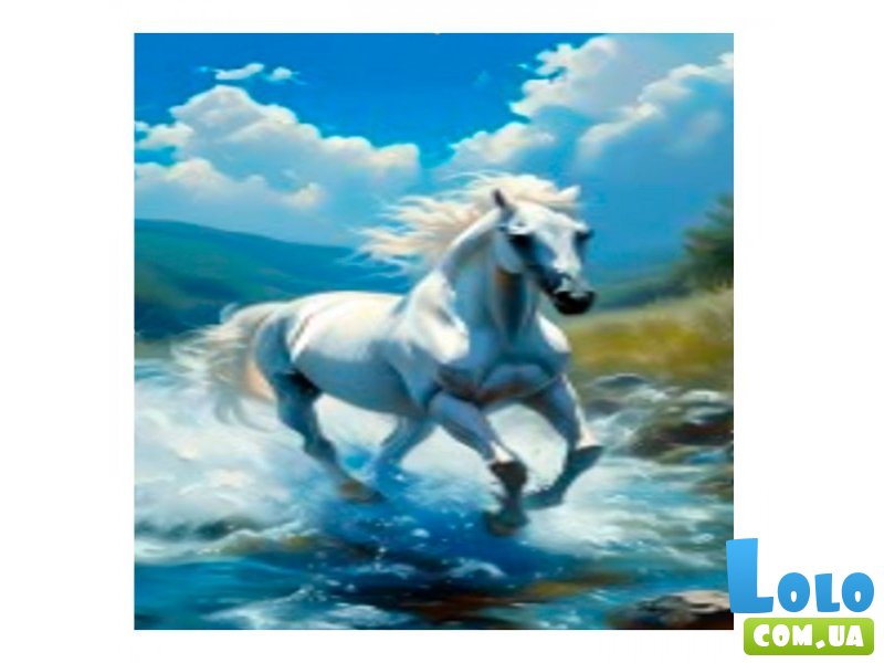 Алмазная мозаика Белая лошадь, (30х40 см)