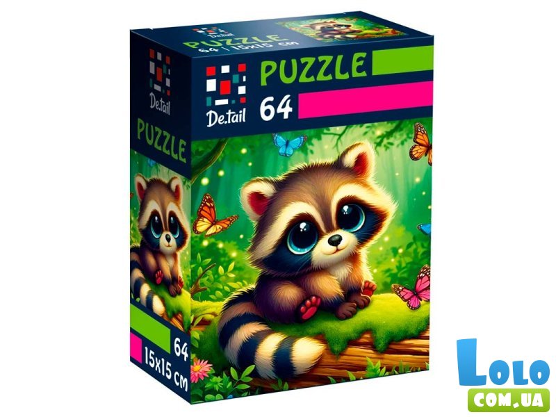 Пазлы Енот с бабочками, Vladi Toys, 64 эл.