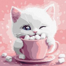 Картина по номерам Какао для котика, Идейка (30х30 см)