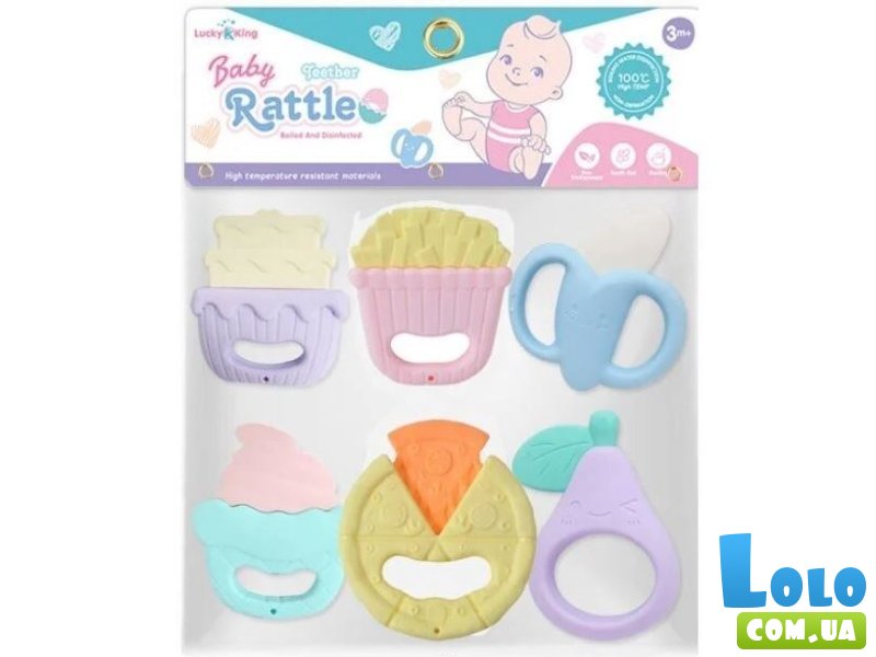 Набор погремушек с резиновыми прорезывателями Baby Rattle