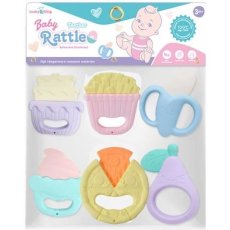 Набор погремушек с резиновыми прорезывателями Baby Rattle