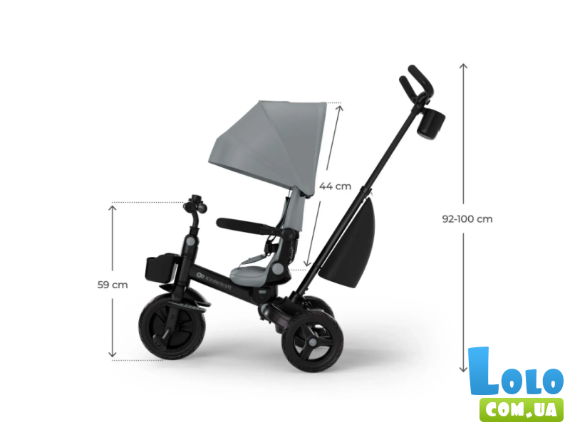 Трехколесный велосипед Aveo 2 Plus, Kinderkraft (Grey)