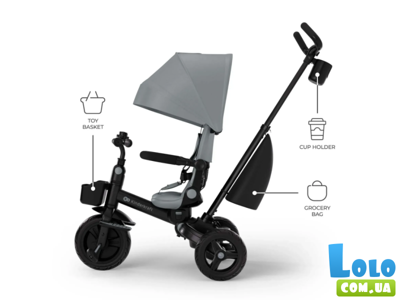 Трехколесный велосипед Aveo 2 Plus, Kinderkraft (Grey)